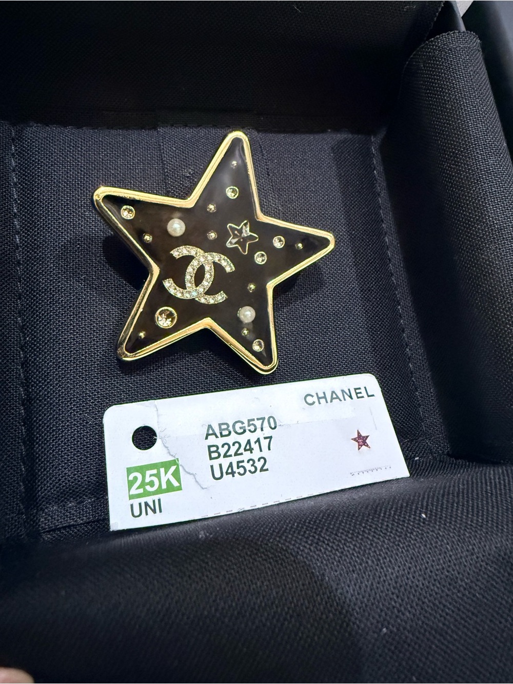 CHANEL STAR BROOCH w Pearls & Crystals 25K Collection (new w tag)
